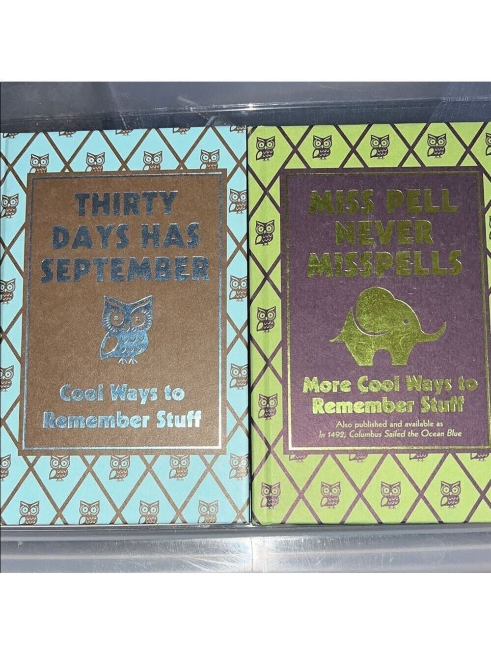 Scholastic Owl and Elephant Memory Books - Blue and Green